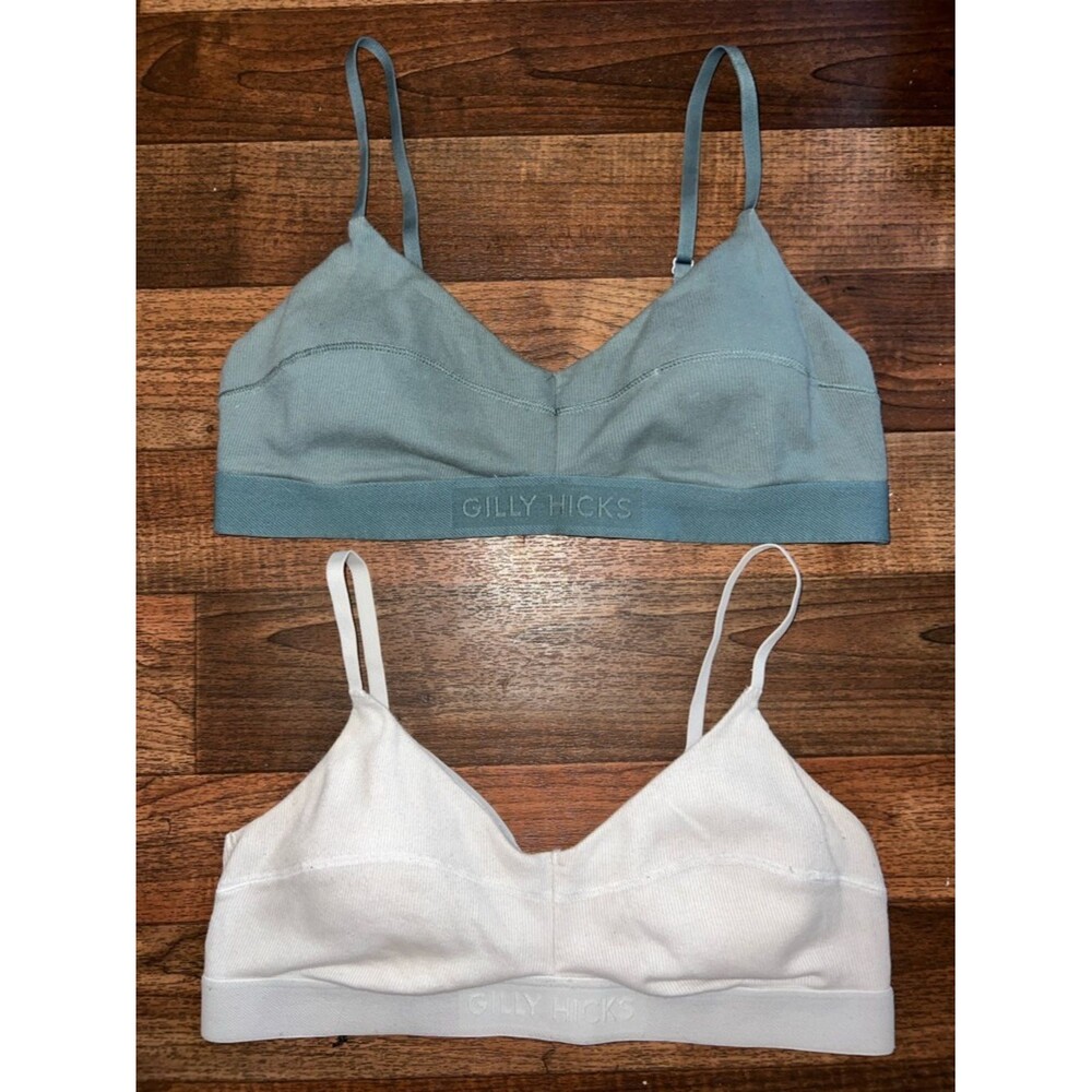 Gilly Hicks Sage & White Seamless Bralettes Duo